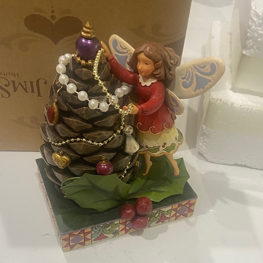 Jim Shore Magically Merry Festive Fairy with Pinecone and Beads 2010 with box